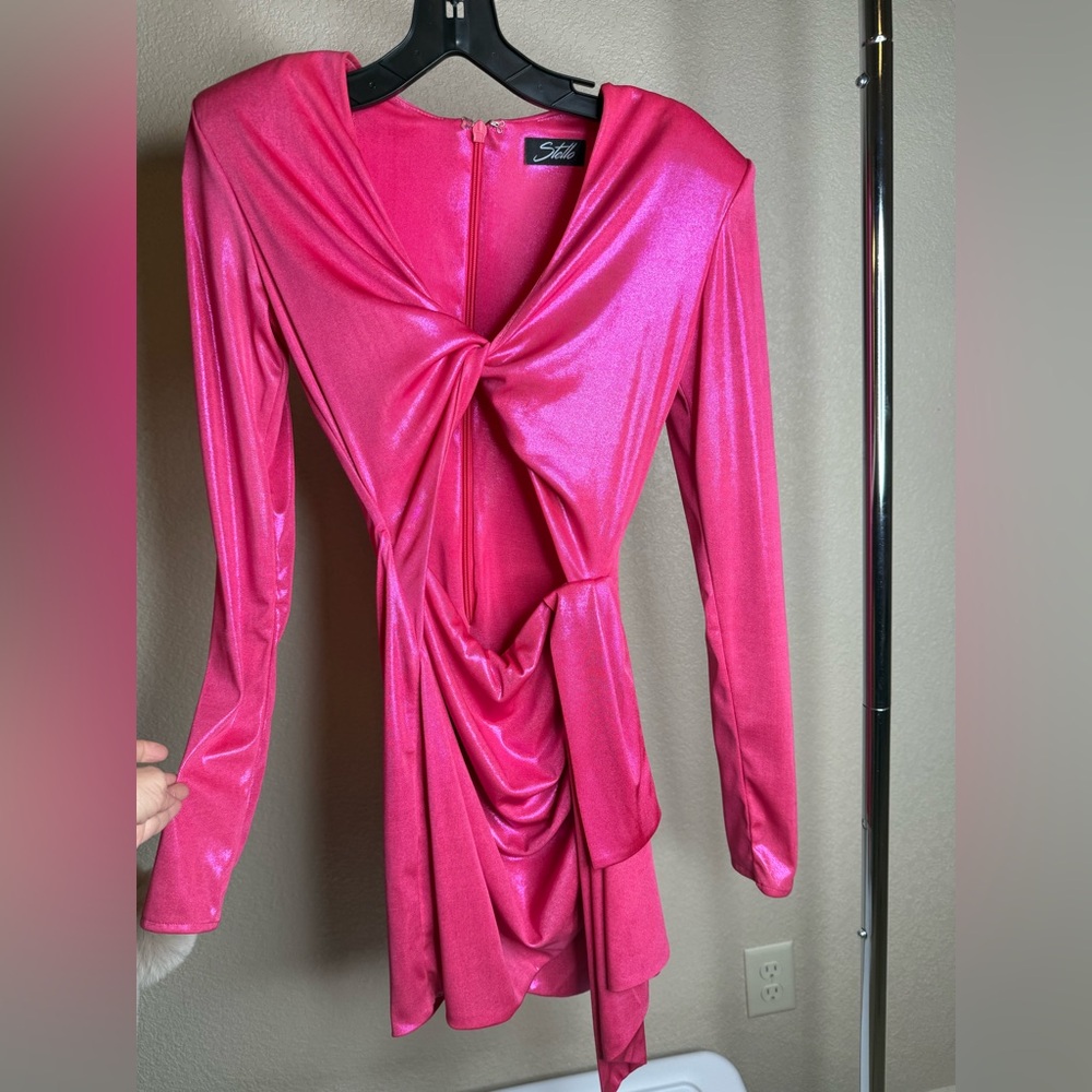 Vibrant Pink Ruched Mini Dress